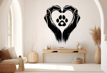 Load image into Gallery viewer, Hand and paw Love wall decal Dad Dog decor Dog wall art Decal Dog Lover Animals wall decal Dog Wall Bathroom Decals Stickers Vinyl 237RS