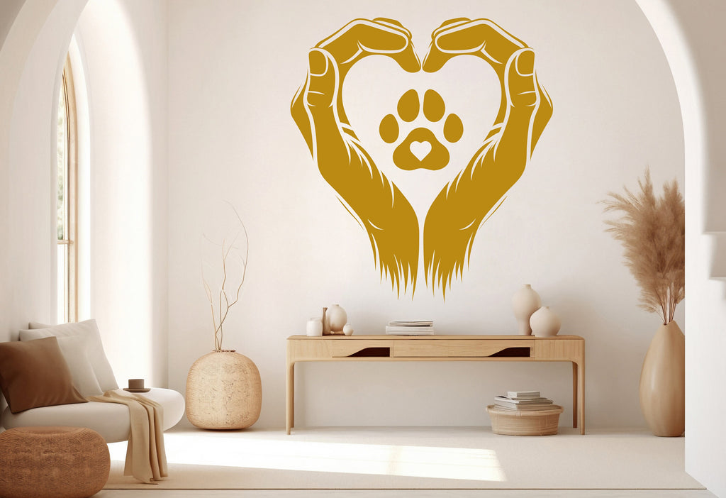 Hand and paw Love wall decal Dad Dog decor Dog wall art Decal Dog Lover Animals wall decal Dog Wall Bathroom Decals Stickers Vinyl 237RS