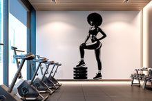 Load image into Gallery viewer, Gym Wall Decal Afro Girl Power fitness Quote Decor Workout Art Vinyl Stickers Bedroom Girl Motivation Crossfit 240RS
