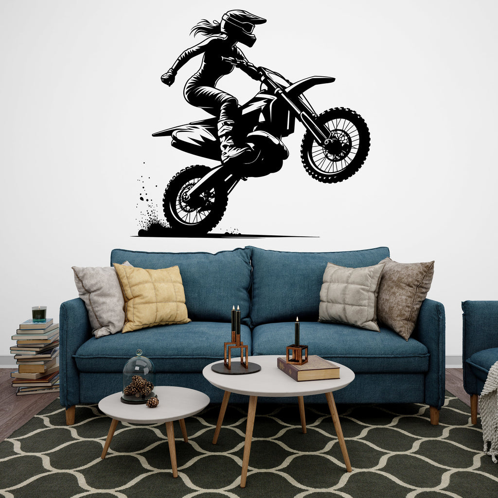 Motocross Wall Decal, Girl Motocross Decor, Girl Motocross Wall Art, Motocross Decor, Motorcross Wall Sticker, Motocross Wall Vinyl 245RS