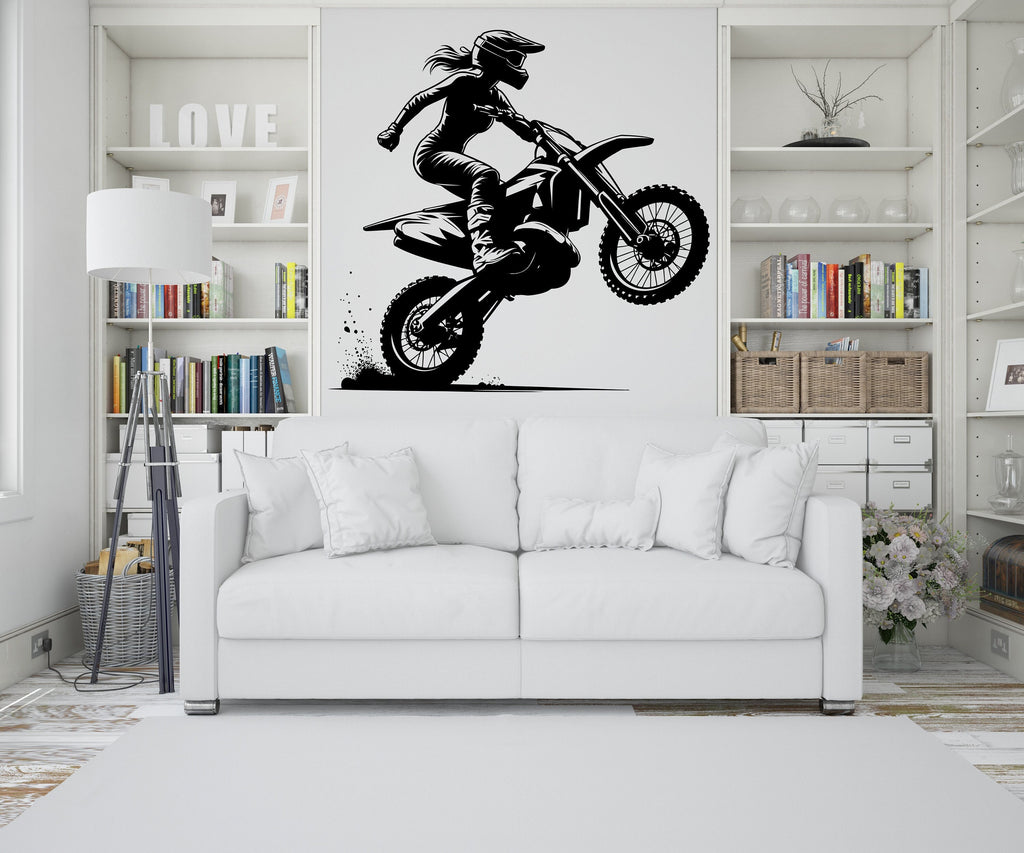 Motocross Wall Decal, Girl Motocross Decor, Girl Motocross Wall Art, Motocross Decor, Motorcross Wall Sticker, Motocross Wall Vinyl 245RS