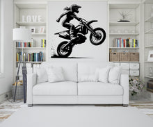 Load image into Gallery viewer, Motocross Wall Decal, Girl Motocross Decor, Girl Motocross Wall Art, Motocross Decor, Motorcross Wall Sticker, Motocross Wall Vinyl 245RS