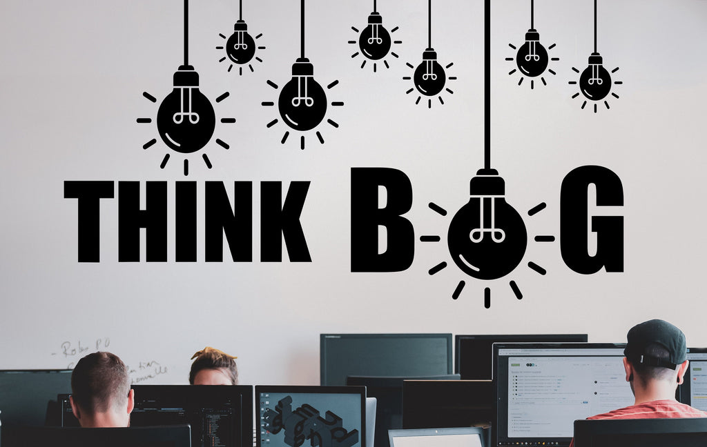 Think Big Idea Lightbulb Motivational Inspirational Wall Decal Sticker for Office, Office Wall Decal Idea Teamwork, Office Wall Decor 321LU
