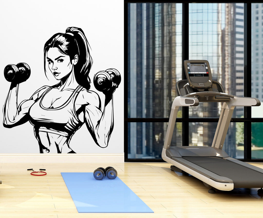 Gym Wall Art Gym Decor Gym Wall Decor, Workout Vinyl Gym Wall Decal, Gym Decal, Fitness Girl, Inspirational Words, Motivational Art 357LU