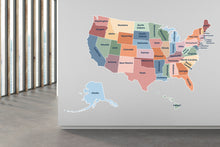 Load image into Gallery viewer, United States Map Educational Wall Decal Classroom Wall Decor Kids Wall Art Homeschool Pre-School Montessori Playroom Wall Decor 264RS