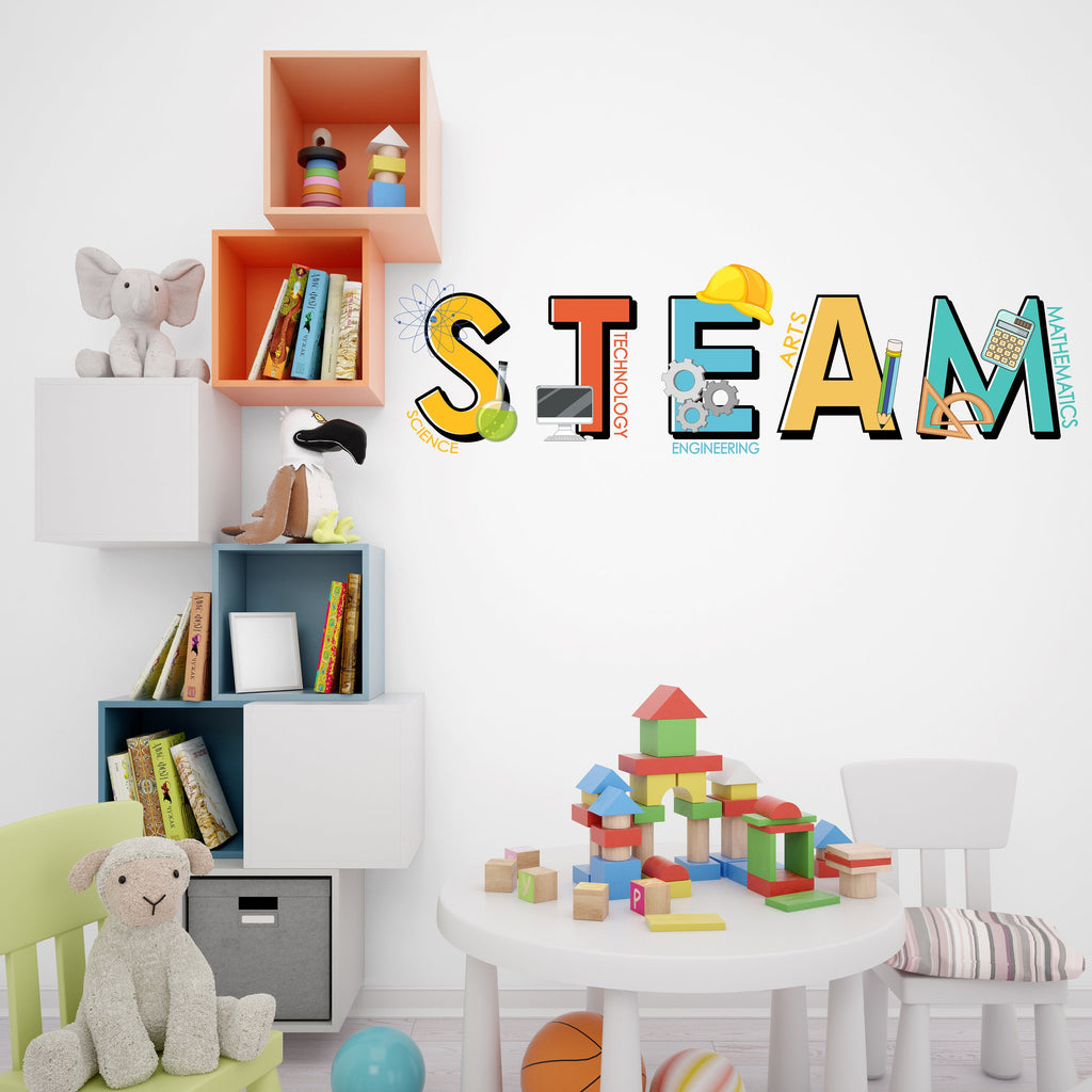 Steam Science Technology Engineering Arts Math Wall Decal, Stem wall decal for school, stem school, steam school wall decor, classroom 358LU