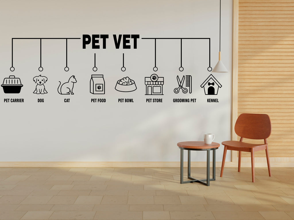 Pet Vet Wall Decor, Dog Cat wall decal, Grooming wall decor, Pet lover gift, Pet Store wall vinyl decor decal, Pet wall vinyl decal 267RS
