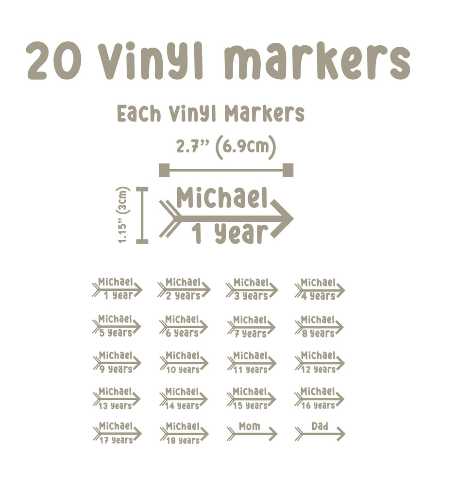 Growth Chart Ruler Decal, DIY Vinyl Kids Growth Chart Ruler Decal for Boys and Girls, Vinyl Markers for Kids Growth Chart Ruler 323LU