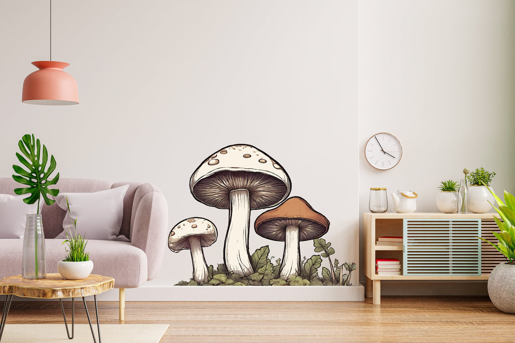 Woodland Mushroom Wall Decals, Woodland Nursery Decor, Kids Room Wall Art, Forest Wall Decor, Big Mushroom Decal, Wall Decal for Kids 362LU