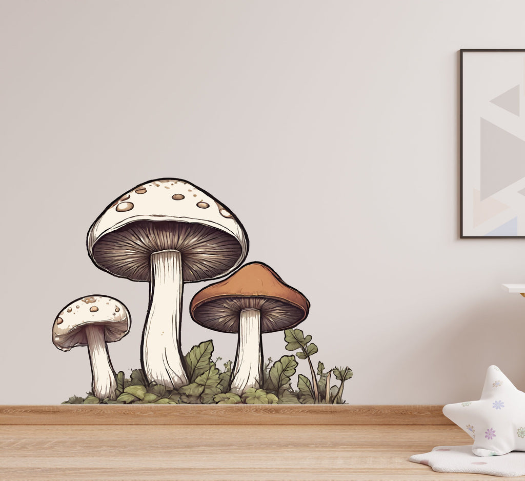 Woodland Mushroom Wall Decals, Woodland Nursery Decor, Kids Room Wall Art, Forest Wall Decor, Big Mushroom Decal, Wall Decal for Kids 362LU