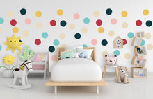 Load image into Gallery viewer, Pack of 40 Colorful Polka Dot Wall Stickers, Playroom colorful wall decor, Nursery Wall Decals, Kids Room Wall Decor, For Kindergarten 368LU