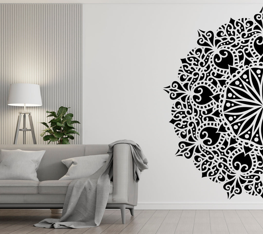 Half Mandala, Mandala Wall Art, Sacred Geometry, Mandala Sticker, Yoga, Mandala Wall Decal, Mandala Decor, Wall Decal Mandala, Gift 328LU