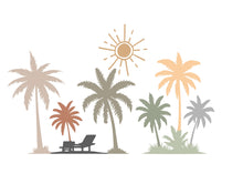 Load image into Gallery viewer, Boho Palm Tree Wall Stickers Palm tree Wall Decals, Palm trees wall art, Boho Beach Wall Mural, Tropical Nursery aesthetic room decor 331LU