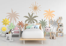 Load image into Gallery viewer, Boho Palm Tree Wall Stickers Palm tree Wall Decals, Palm trees wall art, Boho Beach Wall Mural, Tropical Nursery aesthetic room decor 331LU