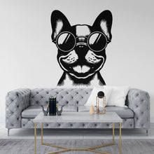 Load image into Gallery viewer, Happy Dog with Sunglasses Dog wall decal Dog decor Dog kids Dog wall art Decal Dog Lover Animals Dog Wall Bathroom Wall Decals Vinyl 051DE