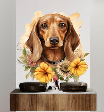 Load image into Gallery viewer, Dachshund Dog wall decal Dog decor Dog Sunflower Dog wall art Decal The Dog Lover Animals Dog Wall Bathroom Wall Decals Stickers Vinyl 050DE