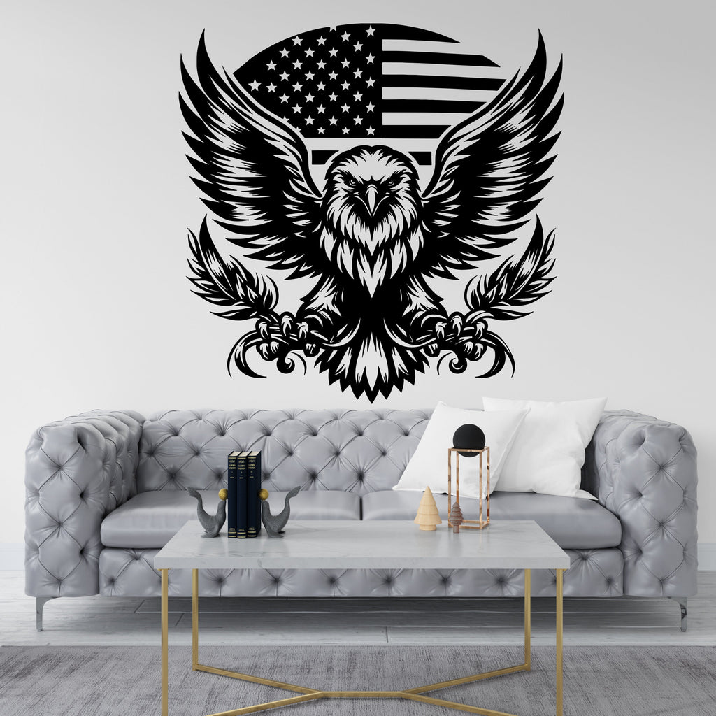 Eagle American Flag wall decal Eagle decor Eagle kids Eagle wall art Decal Eagle Lover Animals Eagle Wall Bathroom Wall Decals Vinyl 055DE