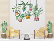 Load image into Gallery viewer, Hanging Plants in Pots wall vinyl sticker decal, Plants wall decoration, Flower plant wall decal, Living Room decor, Mural decoration 332LU