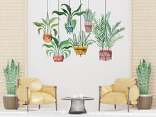 Load image into Gallery viewer, Hanging Plants in Pots wall vinyl sticker decal, Plants wall decoration, Flower plant wall decal, Living Room decor, Mural decoration 332LU