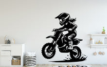 Load image into Gallery viewer, Little Girl Motocross Wall Decal, Bike Wall sticker, Motocross wall art Kids room Decal 046DE