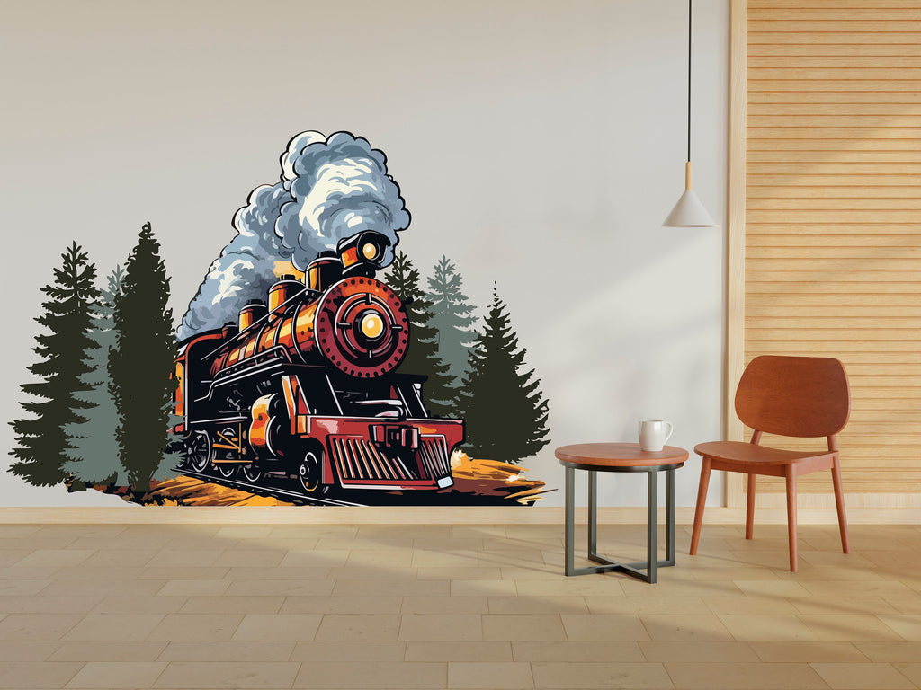 Train Steam Engine Wall Decal Train Wall Sticker Train Art Train Wall Vinyl Wall Decal Train Room Gifts Vinyl Wall Art Stickers 268RS
