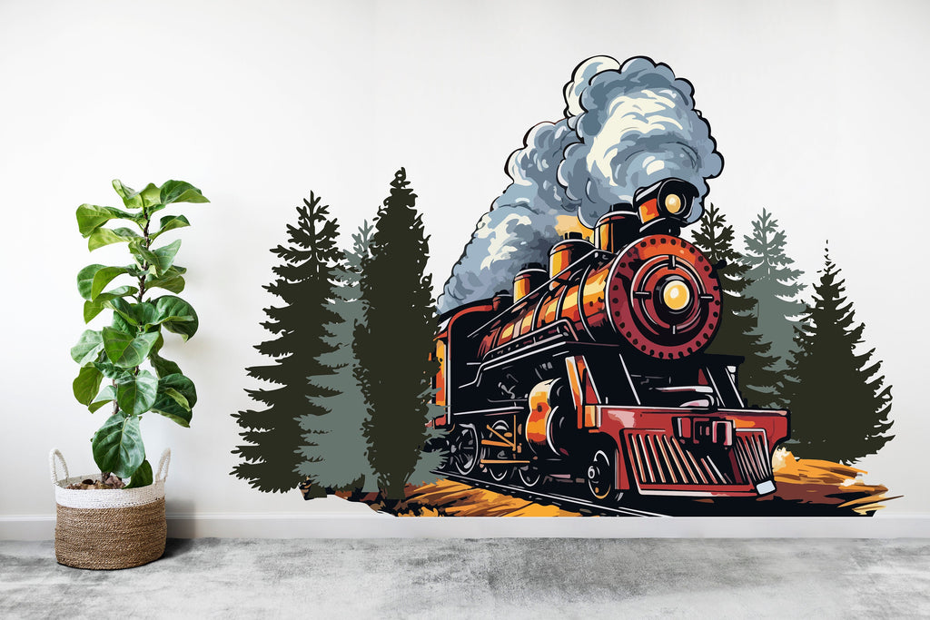 Train Steam Engine Wall Decal Train Wall Sticker Train Art Train Wall Vinyl Wall Decal Train Room Gifts Vinyl Wall Art Stickers 268RS
