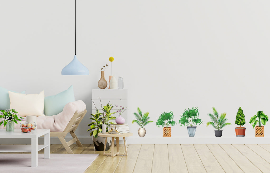 Plant potted wall stickers, Plants Pots wall vinyl sticker decal, Plants wall decoration, Flower plant wall decal, Living Room decor 336LU