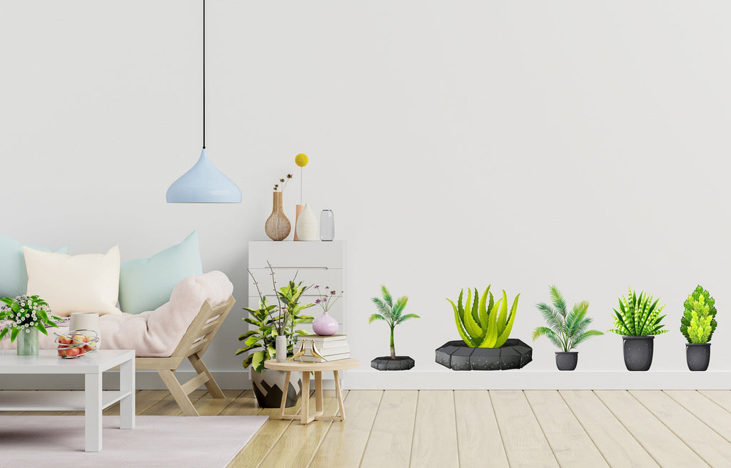 Plant potted wall stickers, Plants Pots wall vinyl sticker decal, Plants wall decoration, Flower plant wall decal, Living Room decor 337LU