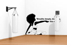 Load image into Gallery viewer, Yoga Wall Decal, Afro Girl Yoga Wall Sticker, Yoga Wall Art, Yoga Wall Art Decor, Yoga Studio Wall Decal, Gym Wall Sticker Meditation 374LU