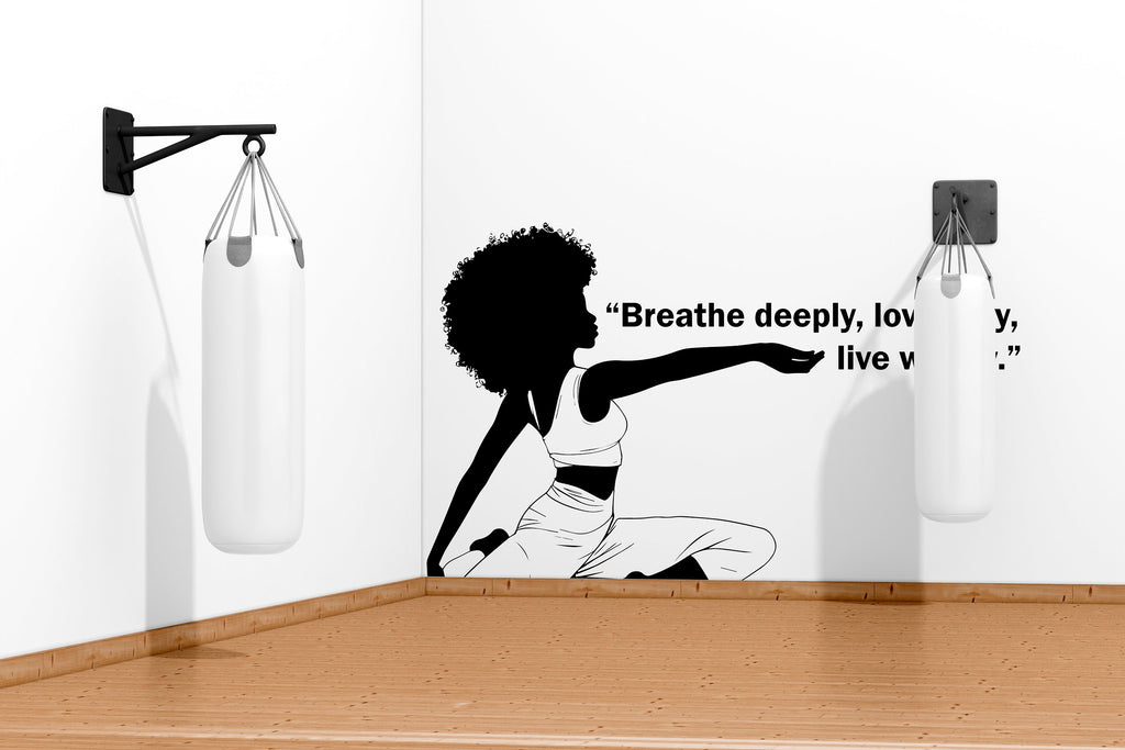 Yoga Wall Decal, Afro Girl Yoga Wall Sticker, Yoga Wall Art, Yoga Wall Art Decor, Yoga Studio Wall Decal, Gym Wall Sticker Meditation 374LU
