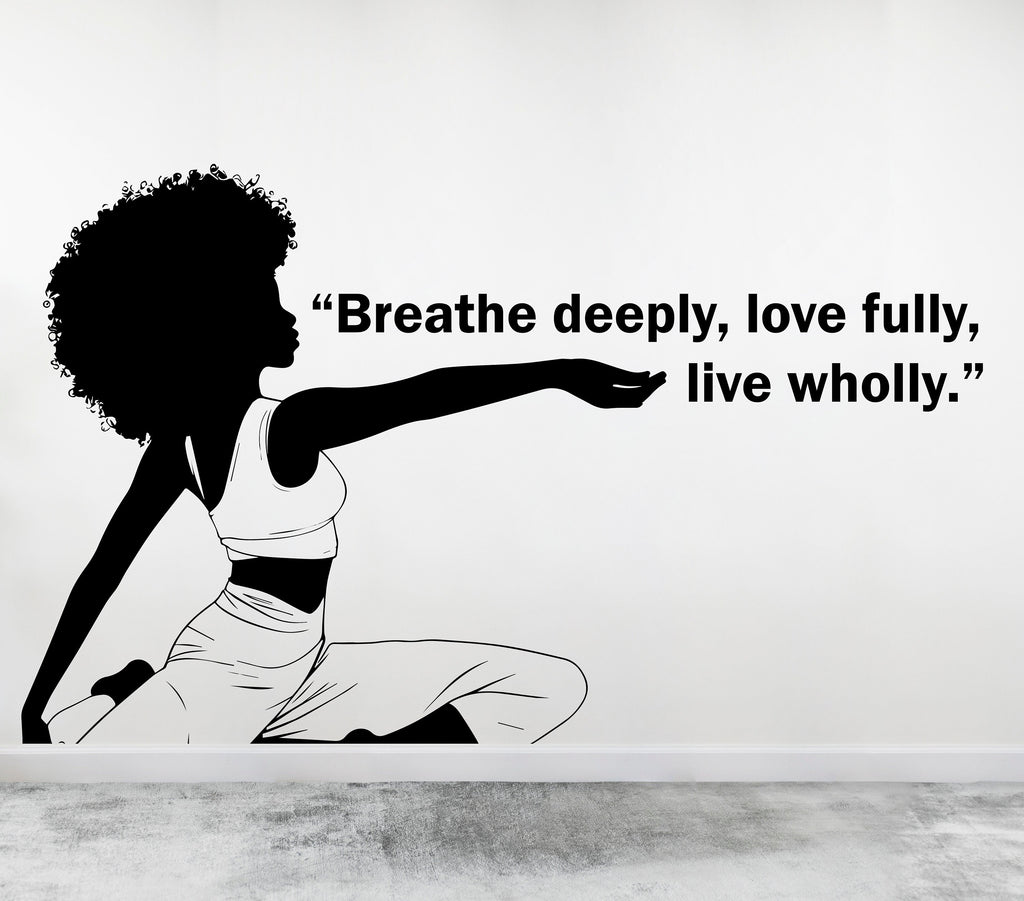 Yoga Wall Decal, Afro Girl Yoga Wall Sticker, Yoga Wall Art, Yoga Wall Art Decor, Yoga Studio Wall Decal, Gym Wall Sticker Meditation 374LU