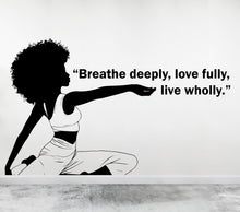 Load image into Gallery viewer, Yoga Wall Decal, Afro Girl Yoga Wall Sticker, Yoga Wall Art, Yoga Wall Art Decor, Yoga Studio Wall Decal, Gym Wall Sticker Meditation 374LU