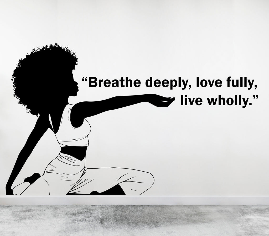 Yoga Wall Decal, Afro Girl Yoga Wall Sticker, Yoga Wall Art, Yoga Wall Art Decor, Yoga Studio Wall Decal, Gym Wall Sticker Meditation 374LU