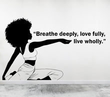 Load image into Gallery viewer, Yoga Wall Decal, Afro Girl Yoga Wall Sticker, Yoga Wall Art, Yoga Wall Art Decor, Yoga Studio Wall Decal, Gym Wall Sticker Meditation 374LU
