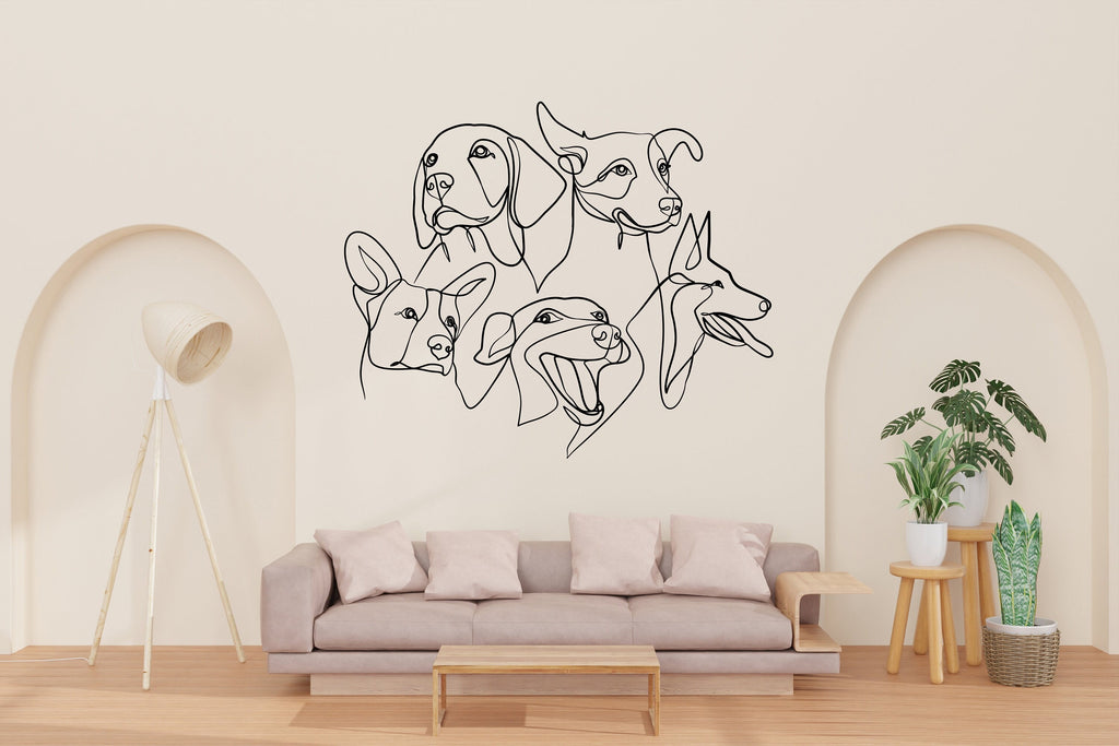 Dogs Line Art wall decal, Grooming Wall Decor, Veterinary Decals, Pet Lover Gift, Pet Shop Dog Wall Vinyl Decal, Pet Wall Vinyl Decal 342LU