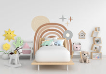 Load image into Gallery viewer, Rainbow Full Arch, Boho Mid Century Modern Kids Room Decor, Hedboard Wall Decal, Nursery Decor, Kids Room Wall Art, Home Decor 377LU