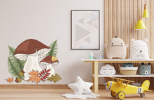 Load image into Gallery viewer, Woodland Mushroom Wall Decals, Woodland Nursery Decor, Kids Room Wall Art, Forest Wall Decor, Big Mushroom Decal, Wall Decal for Kids 345LU