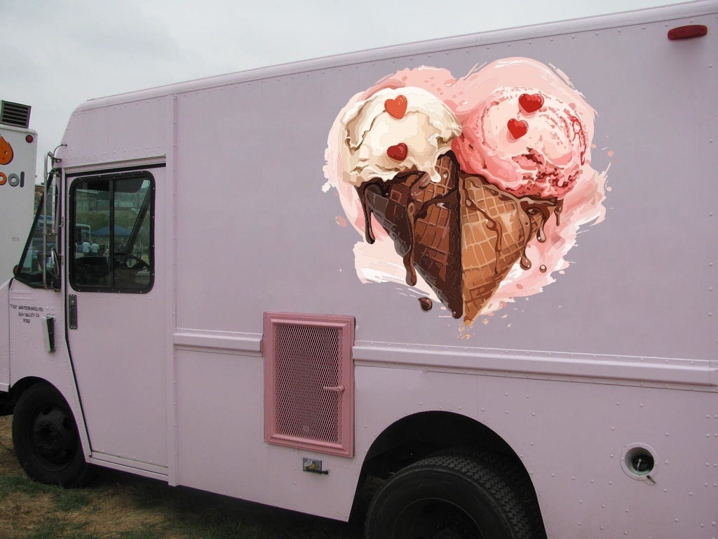 Ice Cream Car Truck Vinyl Sticker, Ice Cream Logo Decal, Car Decals, Custom Printed Decal for Companies, Concession Trailer Decals 278RS