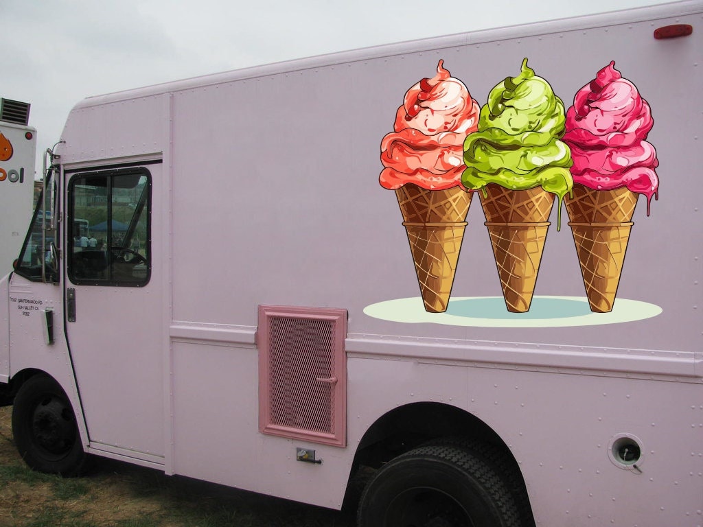 Ice Cream Car Truck Vinyl Sticker, Ice Cream Logo Decal, Car Decals, Custom Printed Decal for Companies, Concession Trailer Decals 279RS