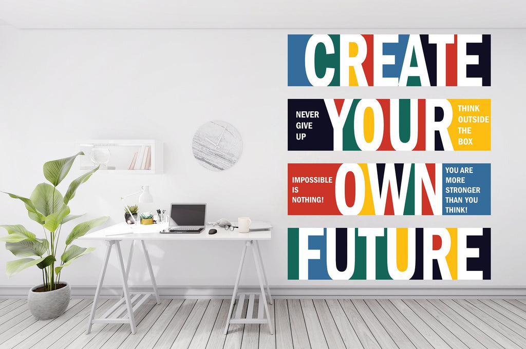 Create Your Own Future Office Wall Decal Idea Teamwork Business Worker Inspire Office Decoration Motivation Stickers Mural Unique Gift 260RS