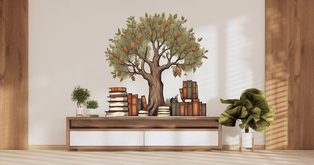 Library Tree Wall Art Decal, Library Wall Decal, Education Decals, Kids Room, Reading room, Nurseries, School, Kids Gifts, Dorm Room 354LU