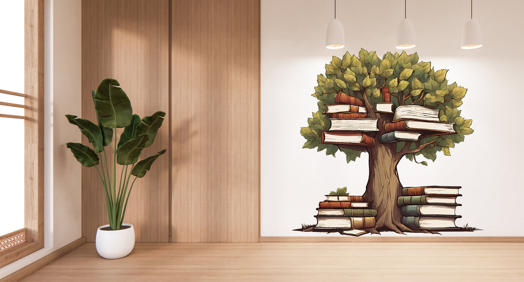 Library Tree Wall Art Decal, Library Wall Decal, Education Decals, Kids Room, Reading room, Nurseries, School, Kids Gifts, Dorm Room 355LU