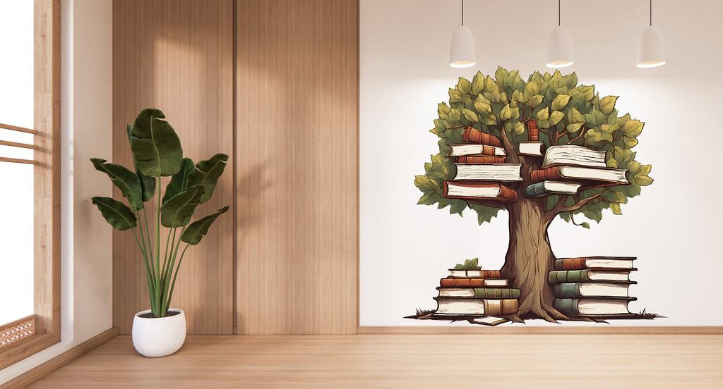 Library Tree Wall Art Decal, Library Wall Decal, Education Decals, Kids Room, Reading room, Nurseries, School, Kids Gifts, Dorm Room 355LU