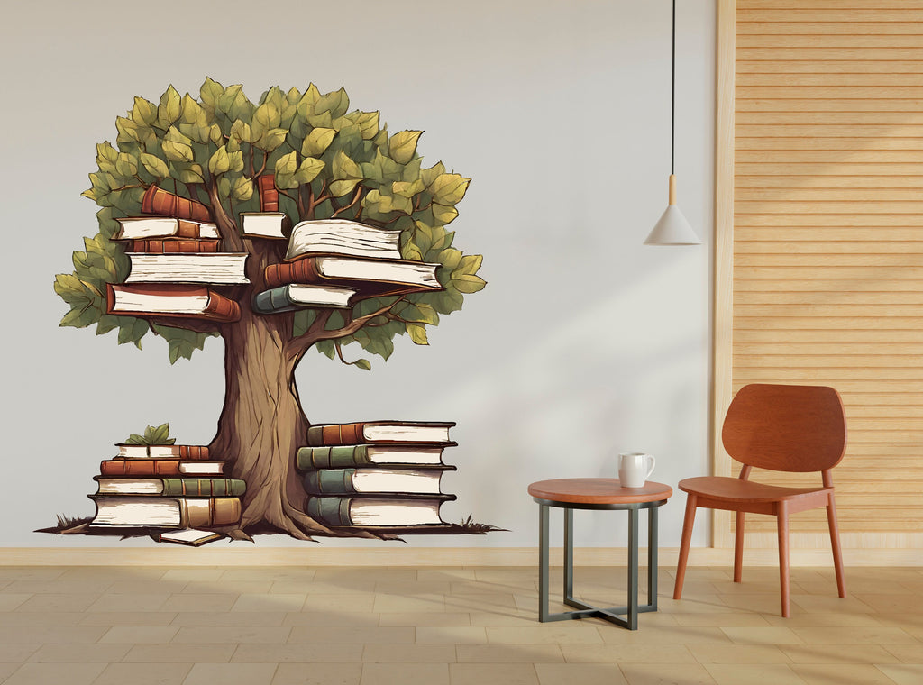 Library Tree Wall Art Decal, Library Wall Decal, Education Decals, Kids Room, Reading room, Nurseries, School, Kids Gifts, Dorm Room 355LU