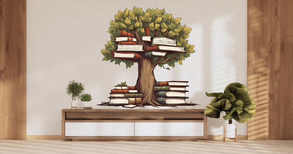 Library Tree Wall Art Decal, Library Wall Decal, Education Decals, Kids Room, Reading room, Nurseries, School, Kids Gifts, Dorm Room 355LU
