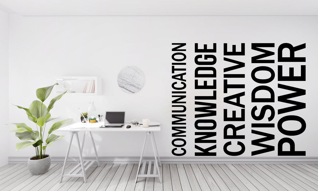Knowledge Power Communication Skills Wall Decal, School Vinyl Wall Art Decal, Office Wall Decor, Practical School Courses Wall Decor 384LU