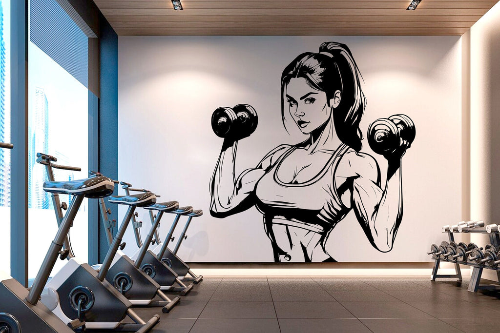 Gym Wall Art Gym Decor Gym Wall Decor, Workout Vinyl Gym Wall Decal, Gym Decal, Fitness Girl, Inspirational Words, Motivational Art 357LU