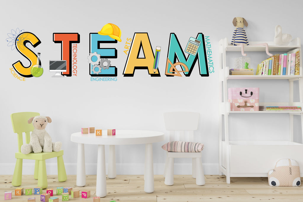 Steam Science Technology Engineering Arts Math Wall Decal, Stem wall decal for school, stem school, steam school wall decor, classroom 358LU