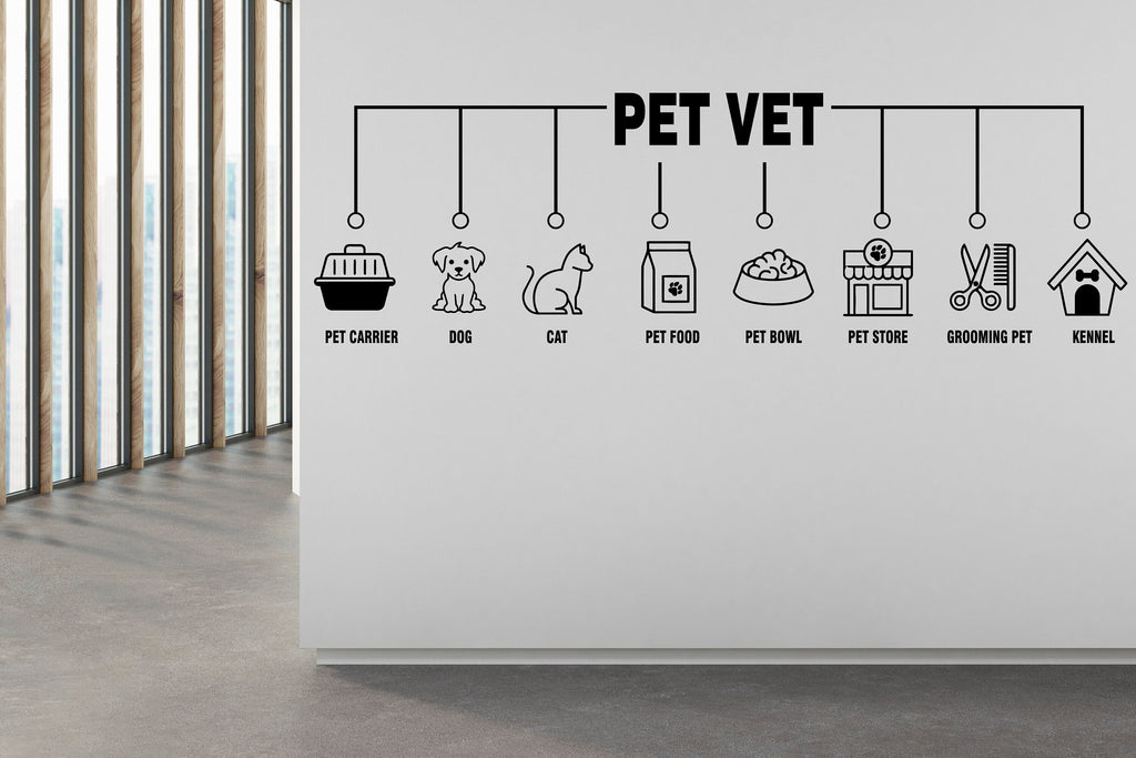 Pet Vet Wall Decor, Dog Cat wall decal, Grooming wall decor, Pet lover gift, Pet Store wall vinyl decor decal, Pet wall vinyl decal 267RS