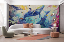 Load image into Gallery viewer, Whale wall decal, Whale wall art Modern wall stickers, Ocean bathroom decor, Whale Room wall art Whale Home Decor 285RS